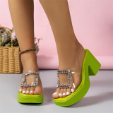 Casual Patchwork Rhinestone Square Comfortable Out Door Wedges Shoes (Heel Height 2.16in)