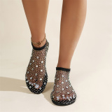 Casual Hollowed Out Patchwork Rhinestone Round Comfortable Out Door Flats Shoes