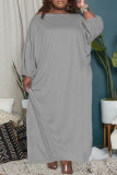 Casual Solid Basic Long Sleeve Plus Size Dresses