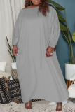 Casual Solid Basic Long Sleeve Plus Size Dresses