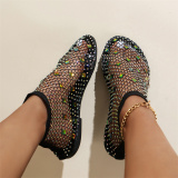 Casual Hollowed Out Patchwork Rhinestone Round Comfortable Out Door Flats Shoes