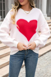 Casual Heart Shaped Patchwork Contrast O Neck Tops