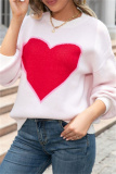 Casual Heart Shaped Patchwork Contrast O Neck Tops