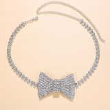 Casual Daily Party Patchwork With Bow Rhinestone Necklaces