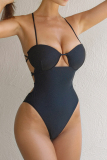 Sexy Solid Bandage Patchwork Swimwears(With Paddings)