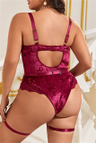 Sexy Living Solid Patchwork Backless Spaghetti Strap Plus Size