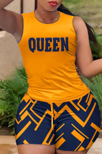Casual Print Basic O Neck Plus Size Two Pieces
