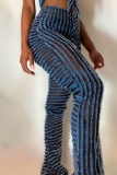 Casual Striped Skinny High Waist Conventional Patchwork Trousers (Subject To The Actual Object )