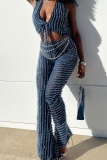 Casual Striped Skinny High Waist Conventional Patchwork Trousers (Subject To The Actual Object )