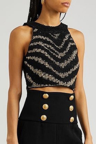 Casual Hot Drilling Patchwork O Neck Tops