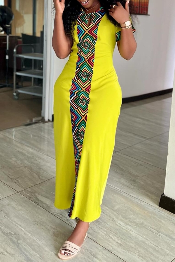 Bodycon Maxi Dress with Geometric Print - Effortless Statement main image 1
