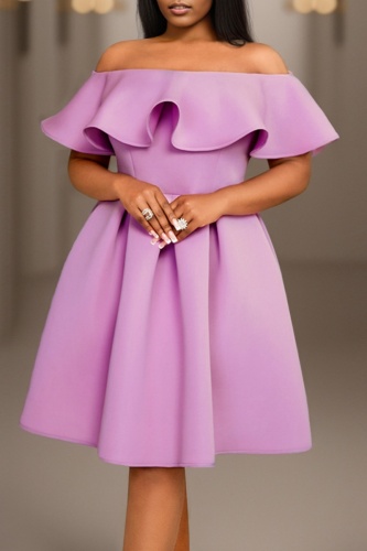 Casual Solid Patchwork Off the Shoulder A Line Dresses