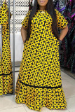 Casual Street Daily Elegant Mixed Printing Patchwork Printing Contrast O Neck Dresses