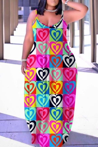 Sexy Casual Print Backless Spaghetti Strap Long Dress Dresses