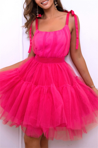 Casual Solid Frenulum Backless Spaghetti Strap Ball Gown Dresses