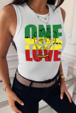 Rainbow Color One Love Letter Print Round Neck Tank Tops