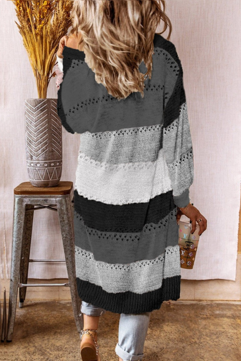 Casual Patchwork  Contrast O Neck Tops Sweater