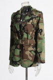 Casual Camouflage Print Patchwork Turn-back Collar Outerwear