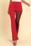 Casual Solid Mesh Skinny High Waist Speaker Patchwork Bottoms
