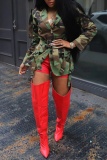 Casual Camouflage Print Patchwork Turn-back Collar Outerwear