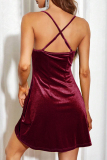 Sexy Party Solid Backless U Neck Wrapped Skirt Dresses