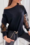 Sexy Solid Lace Oblique Collar Tops