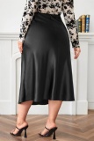 Casual Solid Basic Plus Size Skirt