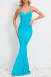Sexy Formal Solid V Neck Trumpet Mermaid Dresses