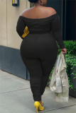 Sexy Solid Backless Off the Shoulder Plus Size Jumpsuits