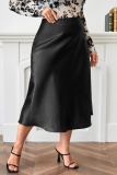 Casual Solid Basic Plus Size Skirt