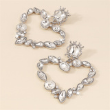 Casual Daily Party Heart Shaped Hollowed Out Patchwork Rhinestone Earrings