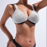 Sexy Solid Patchwork Backless Pearl Accessories (Waistline 33.85in+5.9in)