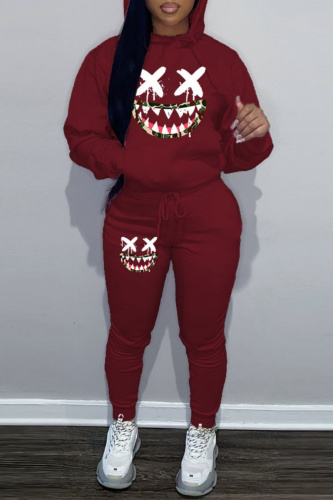 Casual Print Basic Hooded Collar Long Sleeve Two Pieces