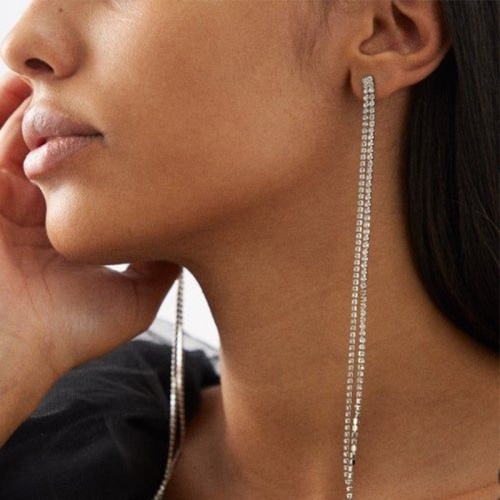 Casual Daily Party Patchwork Tassel Rhinestone Earrings