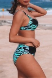 Sexy Print Patchwork Backless Swimwears (With Paddings)