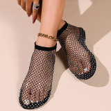 Casual Hollowed Out Patchwork Rhinestone Round Flats Shoes
