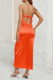 Sexy Solid Backless Strapless One Step Skirt Dresses