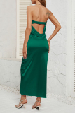 Sexy Solid Backless Strapless One Step Skirt Dresses