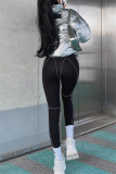 Casual Sportswear Solid Patchwork Skinny High Waist Pencil Solid Color Trousers