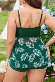 Sexy Print See-through Backless Spaghetti Strap Plus Size Swimwear (With Paddings)