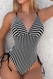 Sexy Striped Backless Swimwears (With Paddings)