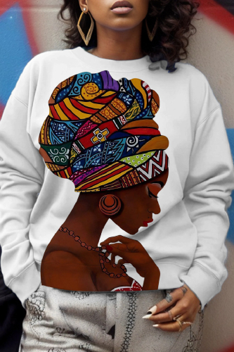 Casual Print Basic O Neck Tops