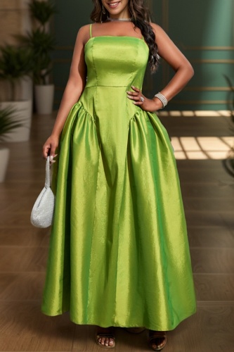 Sexy Casual Solid Backless Spaghetti Strap Long Dress Dresses