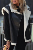 Casual Patchwork Contrast Turndown Collar Outerwear