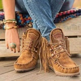 Casual Tassel Patchwork Solid Color Round Keep Warm Comfortable Shoes