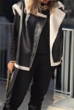 Casual Patchwork Contrast Turndown Collar Outerwear