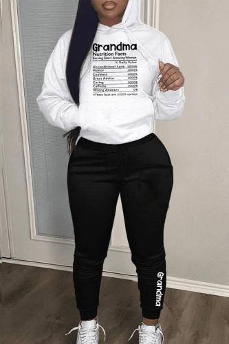 Casual Letter Print Basic Hooded Collar Long Sleeve Two Pieces