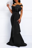 Sexy Formal Patchwork Backless Beading Off the Shoulder Long Dress Dresses