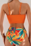 Sexy Print Solid Backless Swimwears (With Paddings)