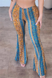 Casual Print Basic Skinny High Waist Conventional Full Print Trousers